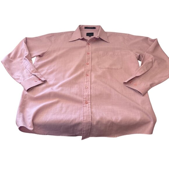 Leo Chevalier Dress Shirt Mens Pink Micro Polyester 16 1/2 (32/33) Long Sleeve - Picture 2 of 9